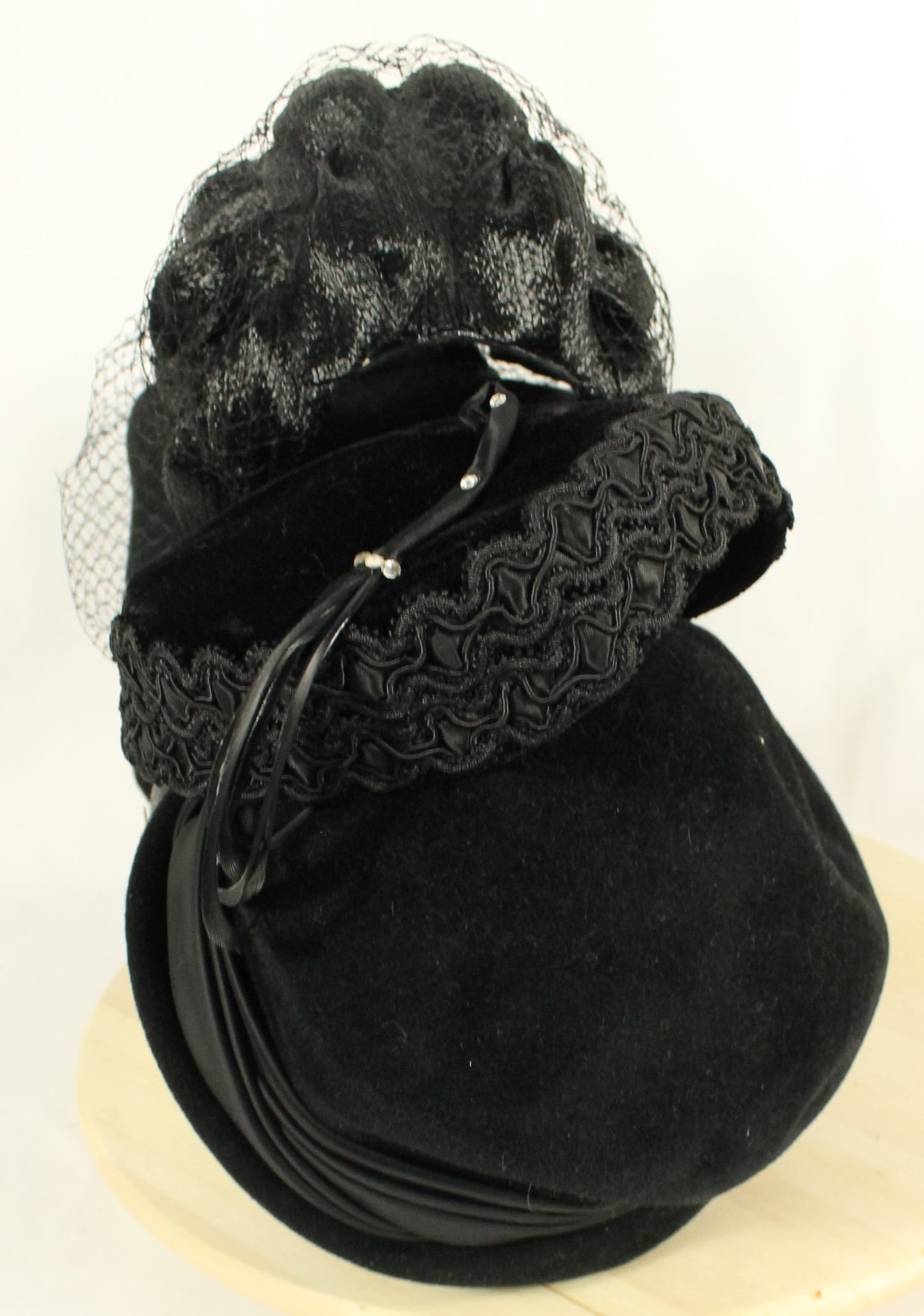 Collection of Classic Black Women's Headwear (5 Hats) - Velvet, Fascinator & Cloche