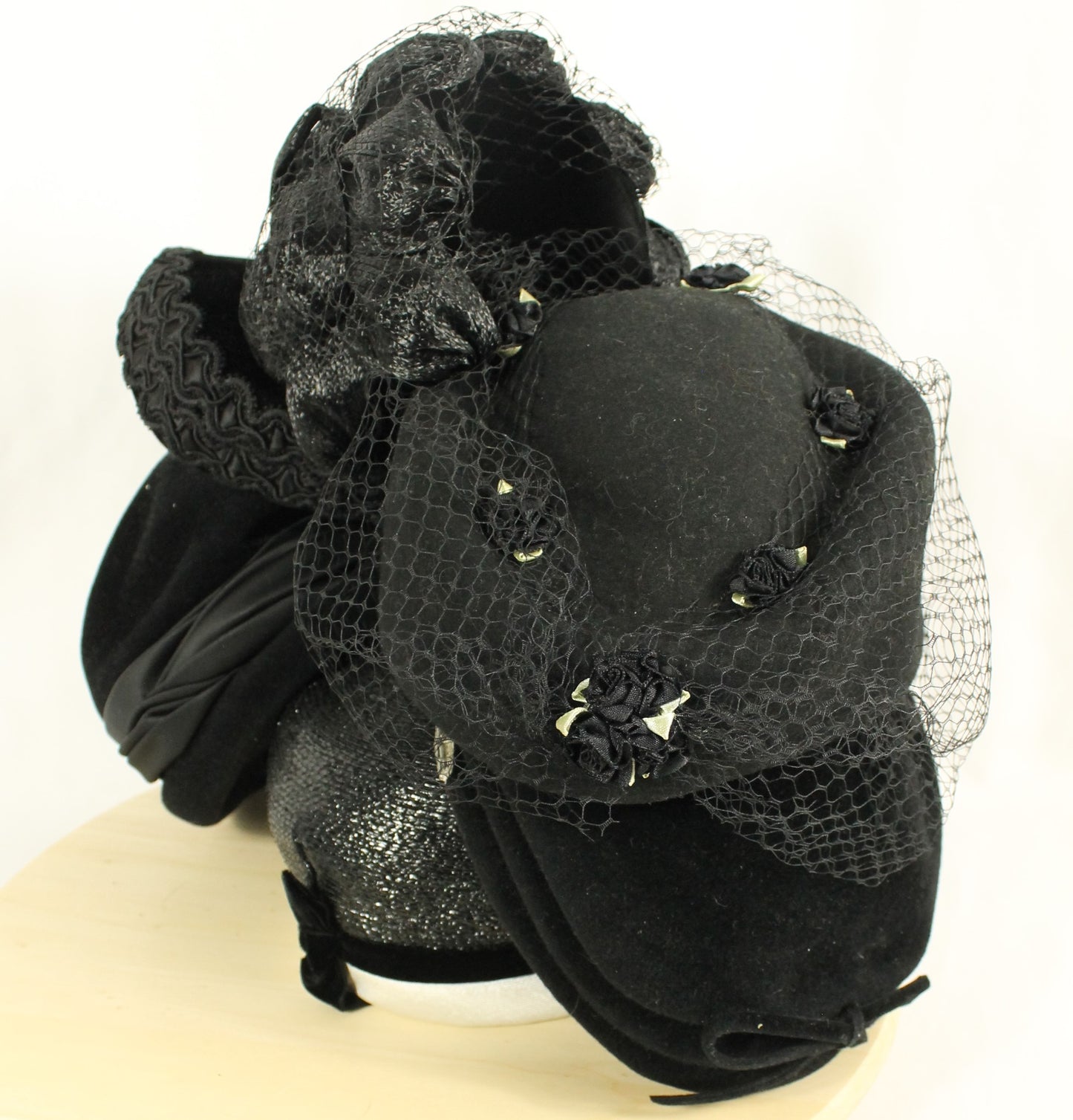 Collection of Classic Black Women's Headwear (5 Hats) - Velvet, Fascinator & Cloche