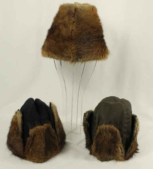 Lot of Three Men's Fur Hats including Winter Trapper Style