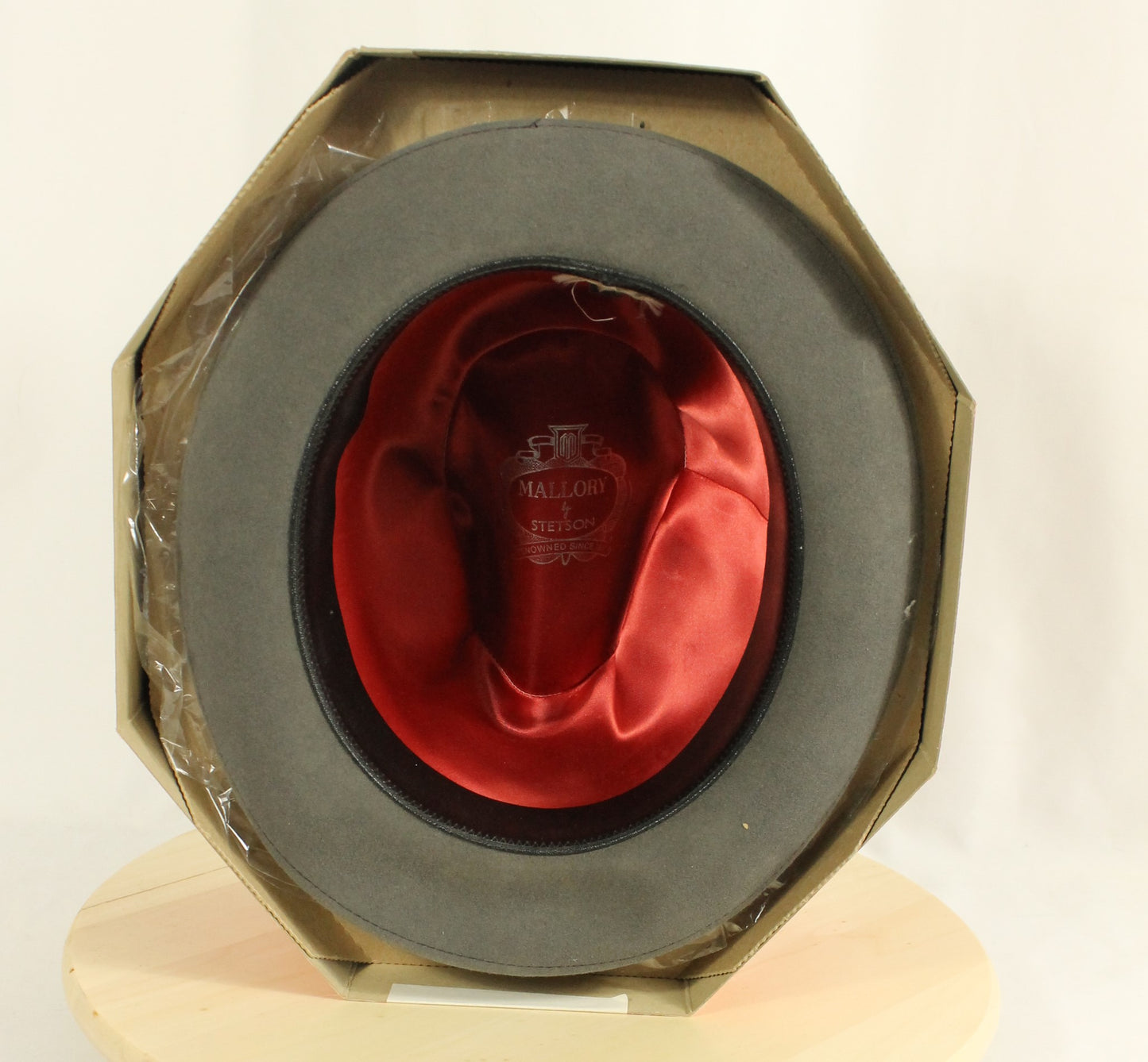 Vintage Mallory by Stetson Gray Fedora Hat – Size 7½ (60) with Original Octagonal Box