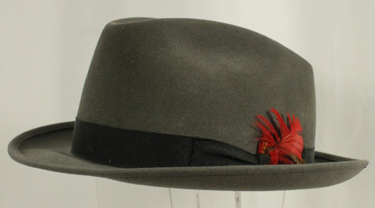 Vintage Mallory by Stetson Gray Fedora Hat – Size 7½ (60) with Original Octagonal Box