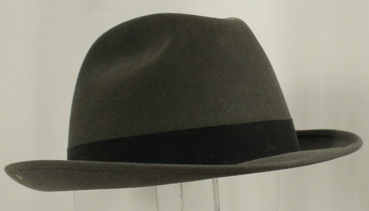 Vintage Mallory by Stetson Gray Fedora Hat – Size 7½ (60) with Original Octagonal Box