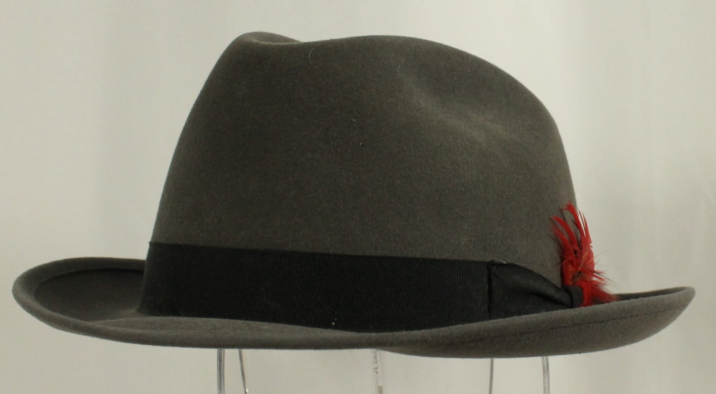 Vintage Mallory by Stetson Gray Fedora Hat – Size 7½ (60) with Original Octagonal Box