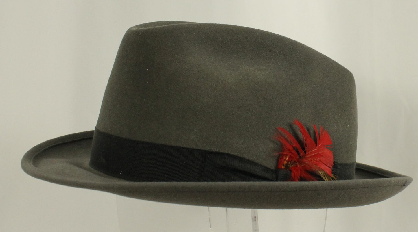 Vintage Mallory by Stetson Gray Fedora Hat – Size 7½ (60) with Original Octagonal Box