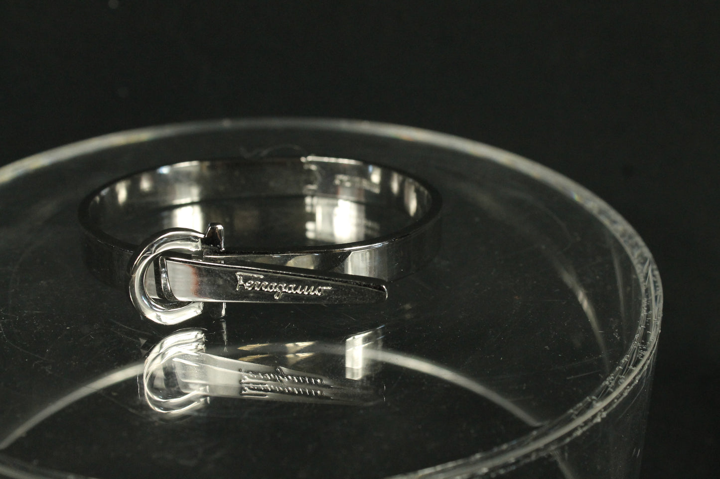 Sleek Designer Modern Silver Cuff Bracelet with Engraved Buckle