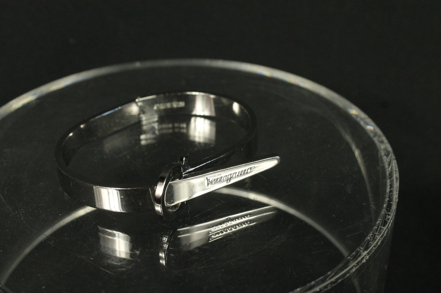 Sleek Designer Modern Silver Cuff Bracelet with Engraved Buckle