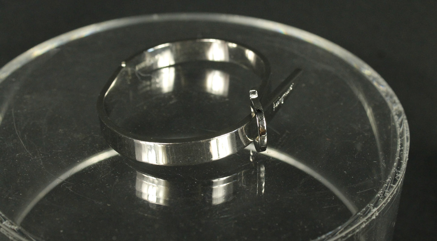 Sleek Designer Modern Silver Cuff Bracelet with Engraved Buckle