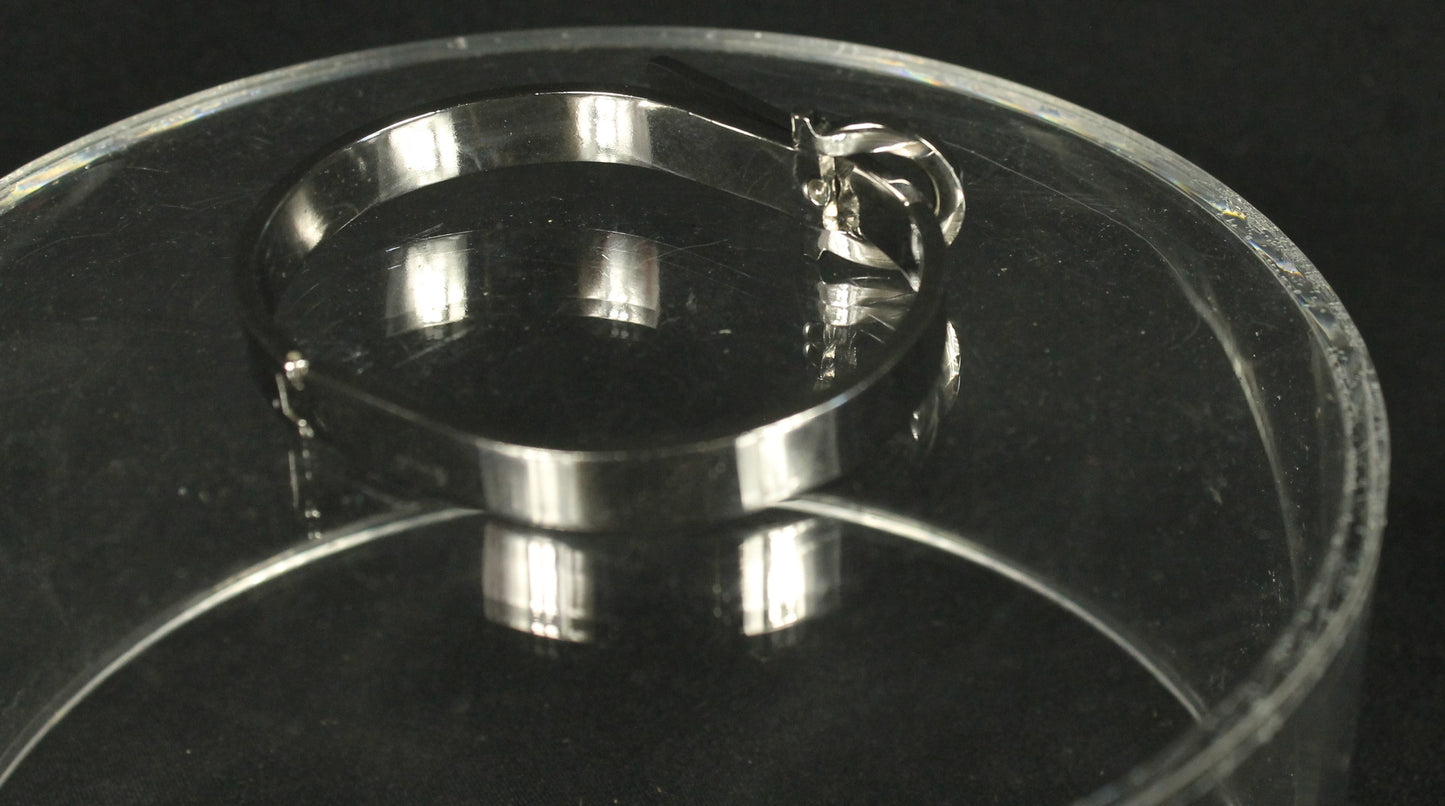 Sleek Designer Modern Silver Cuff Bracelet with Engraved Buckle