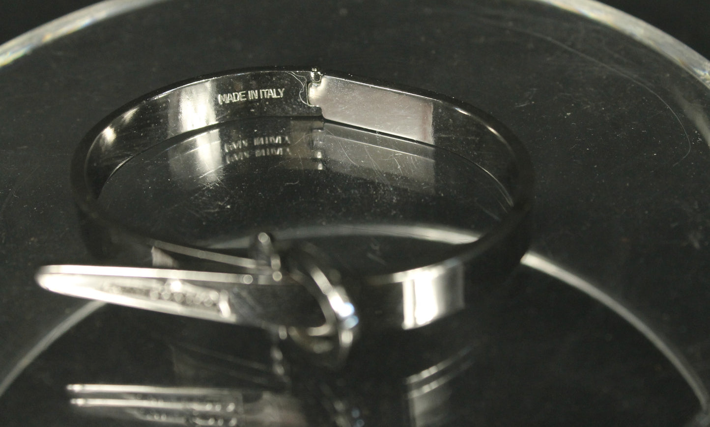 Sleek Designer Modern Silver Cuff Bracelet with Engraved Buckle