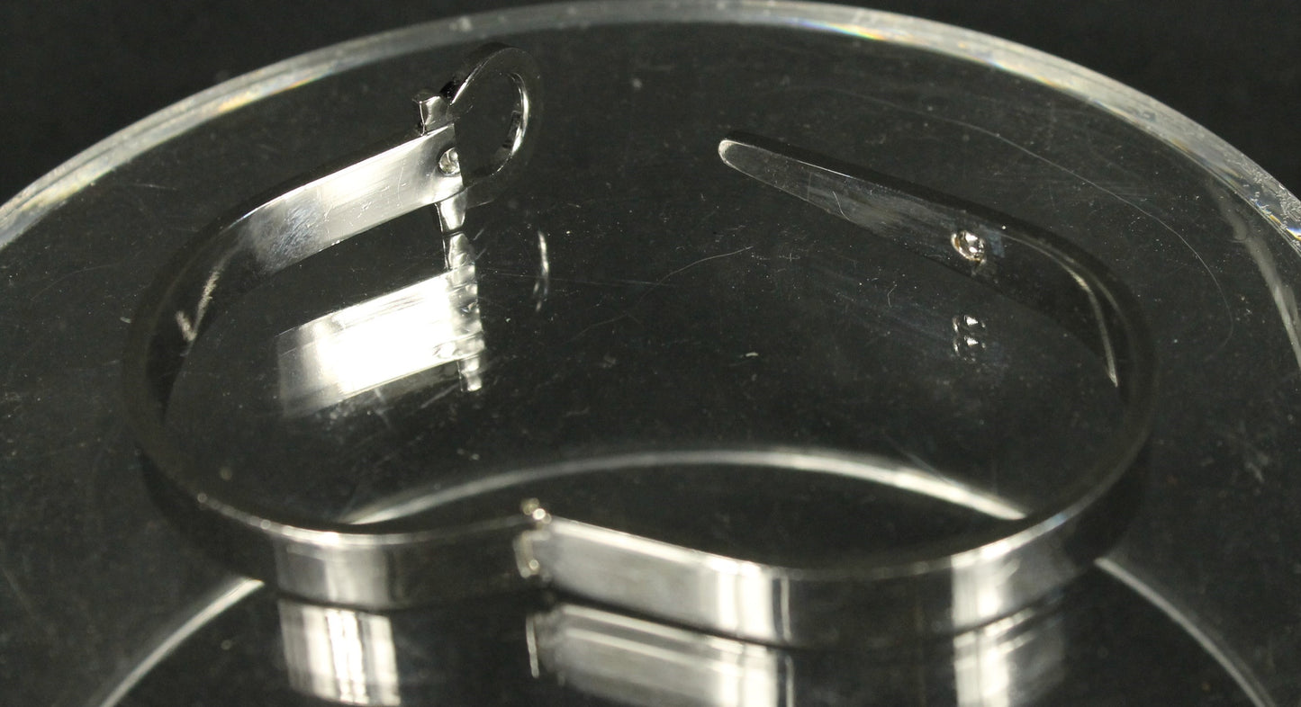 Sleek Designer Modern Silver Cuff Bracelet with Engraved Buckle
