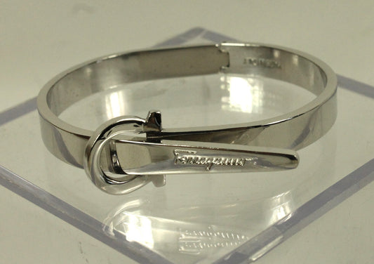 Sleek Designer Modern Silver Cuff Bracelet with Engraved Buckle