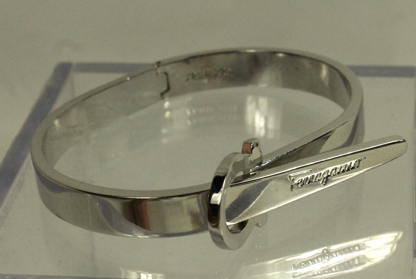 Sleek Designer Modern Silver Cuff Bracelet with Engraved Buckle