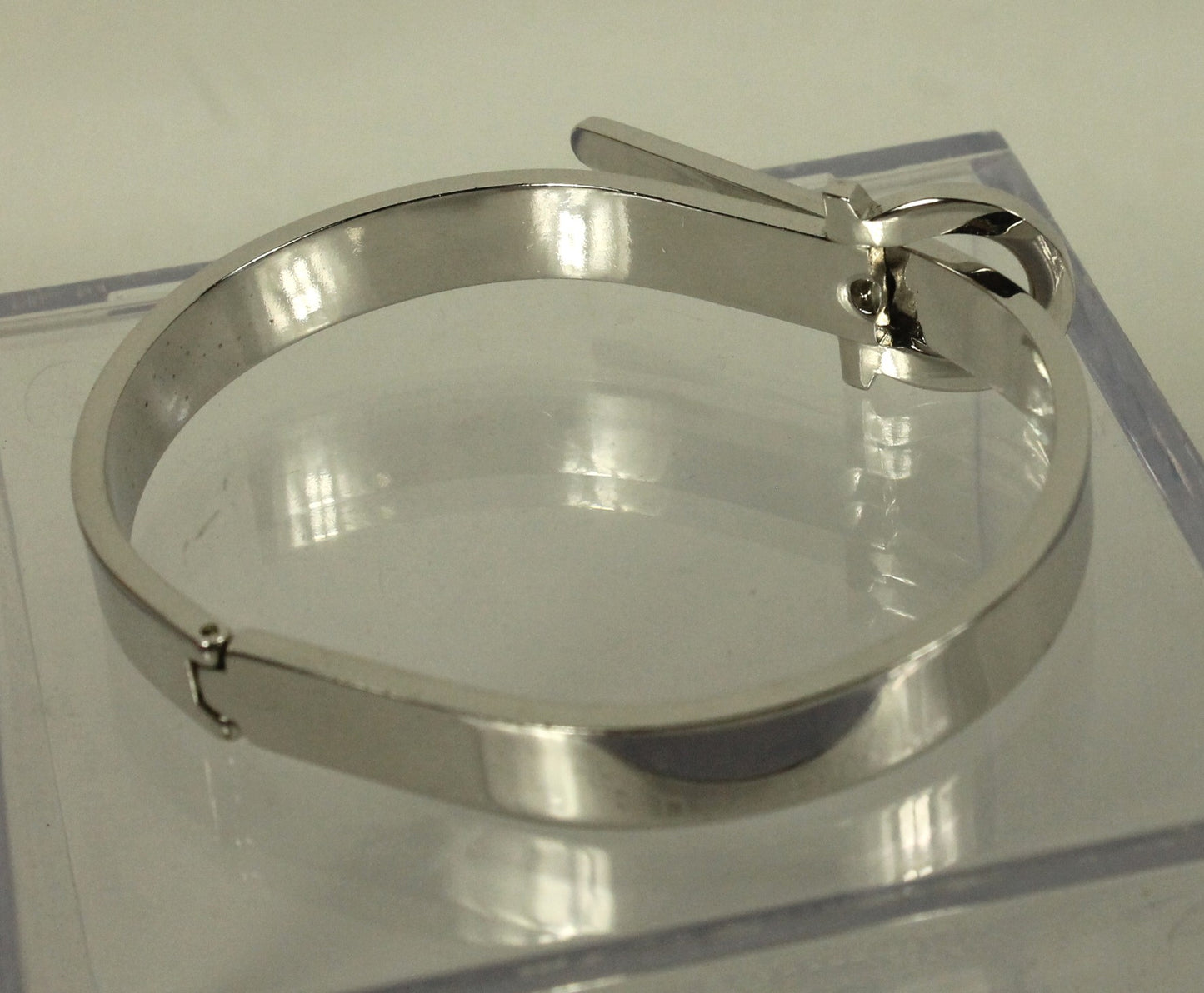 Sleek Designer Modern Silver Cuff Bracelet with Engraved Buckle