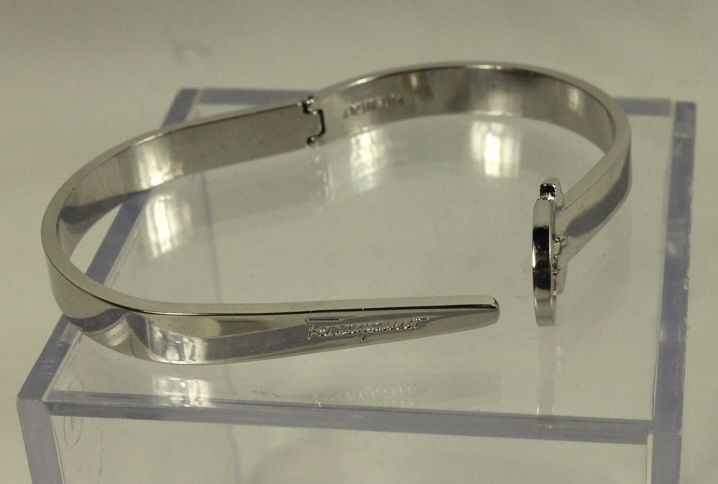 Sleek Designer Modern Silver Cuff Bracelet with Engraved Buckle