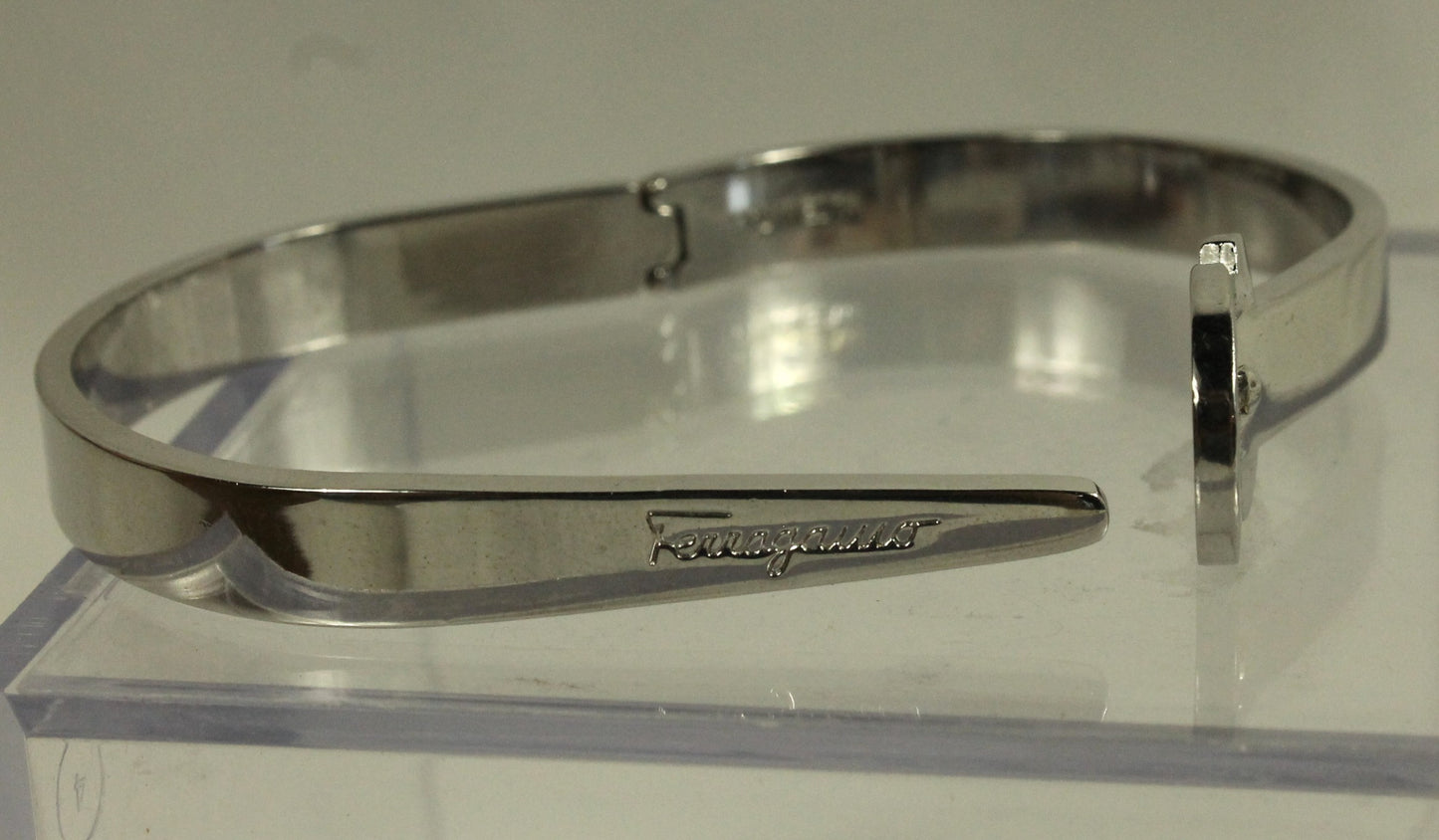Sleek Designer Modern Silver Cuff Bracelet with Engraved Buckle