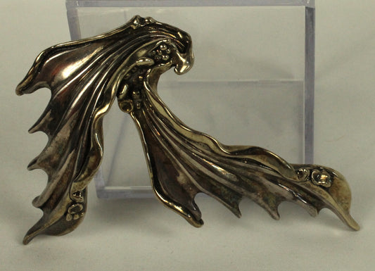 Dramatic Vintage Joseph Eustance Sterling Silver Abstract Wing or Dragon Brooch/Pendant