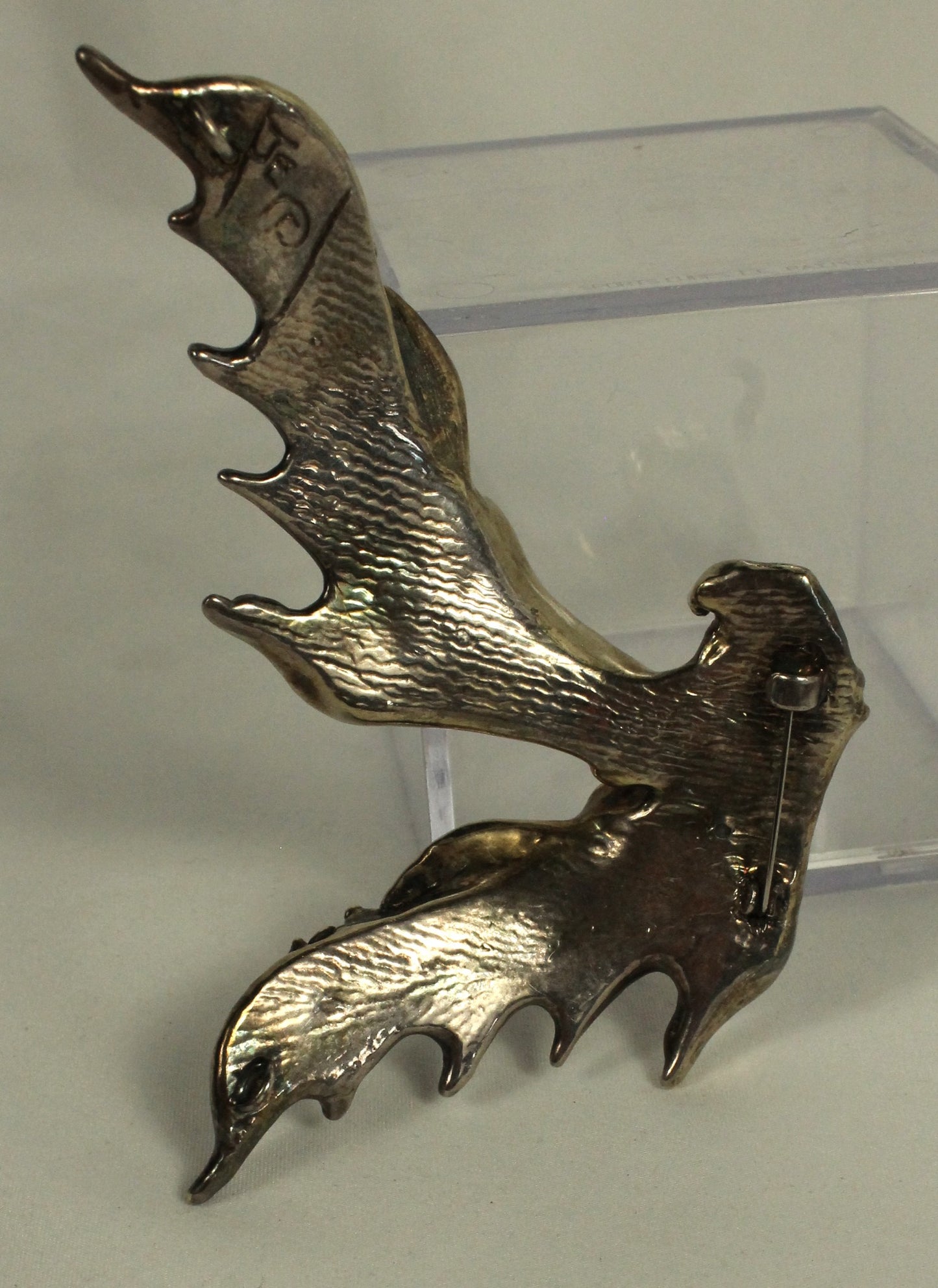 Dramatic Vintage Joseph Eustance Sterling Silver Abstract Wing or Dragon Brooch/Pendant
