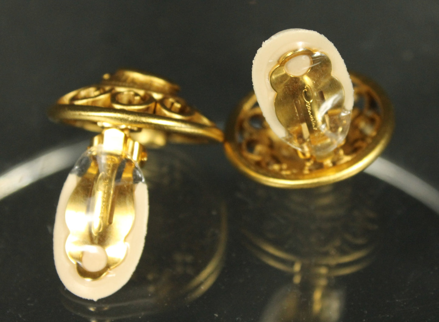 Stunning Vintage Ornate Gold Medallion Clip Earrings