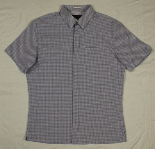 Banana Republic Blue Square Short Sleeve Button-Down Men's Large