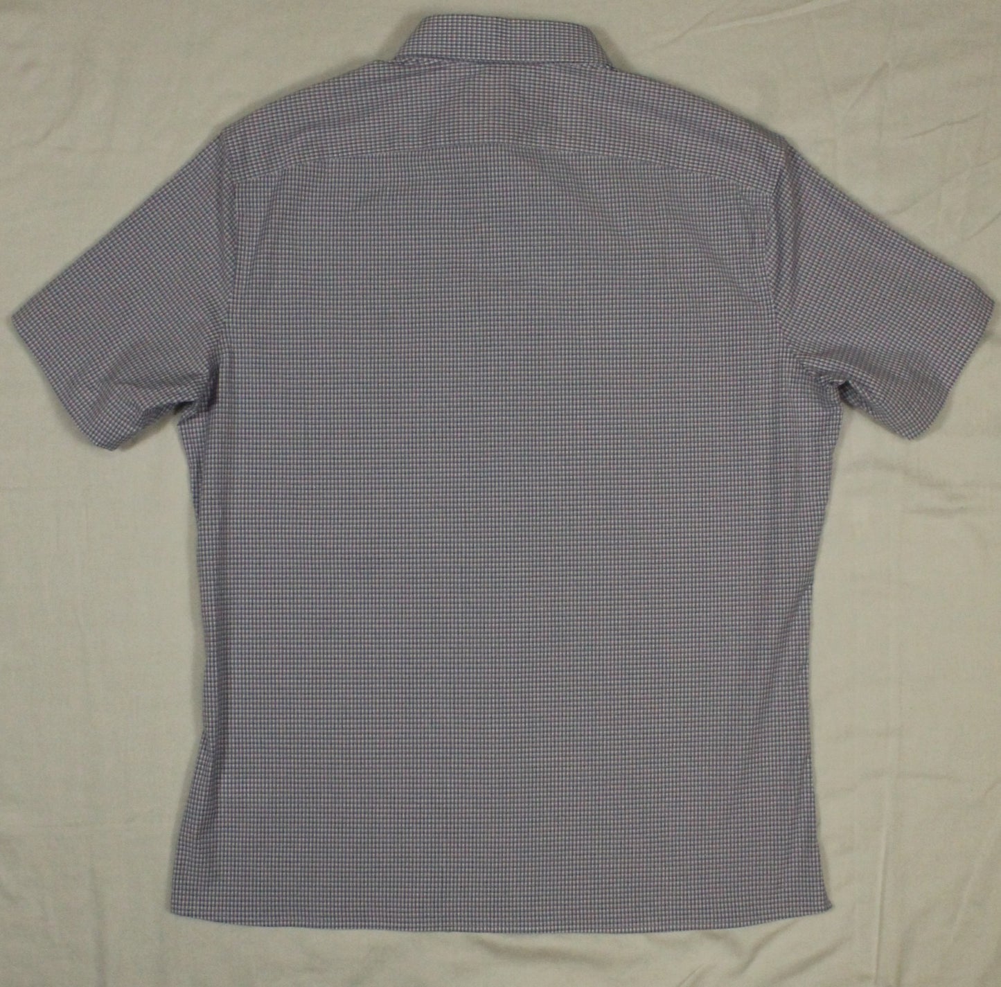 Banana Republic Blue Square Short Sleeve Button-Down Men's Large