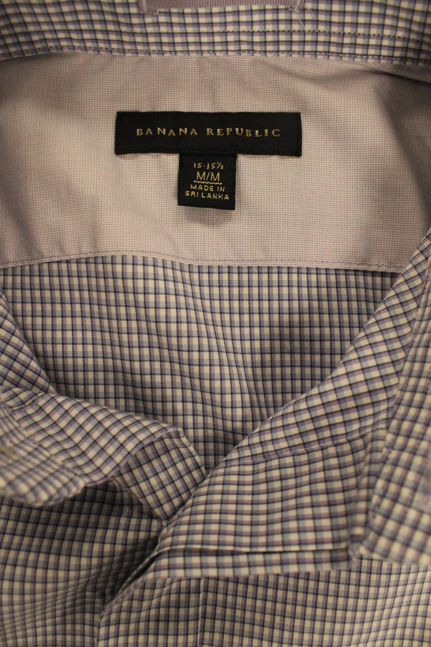 Banana Republic Blue Square Short Sleeve Button-Down Men's Large