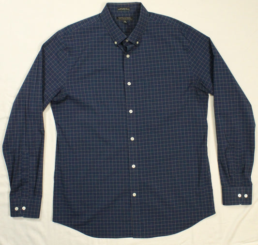 Banana Republic Blue Purple Square Button-Down Men's Medium