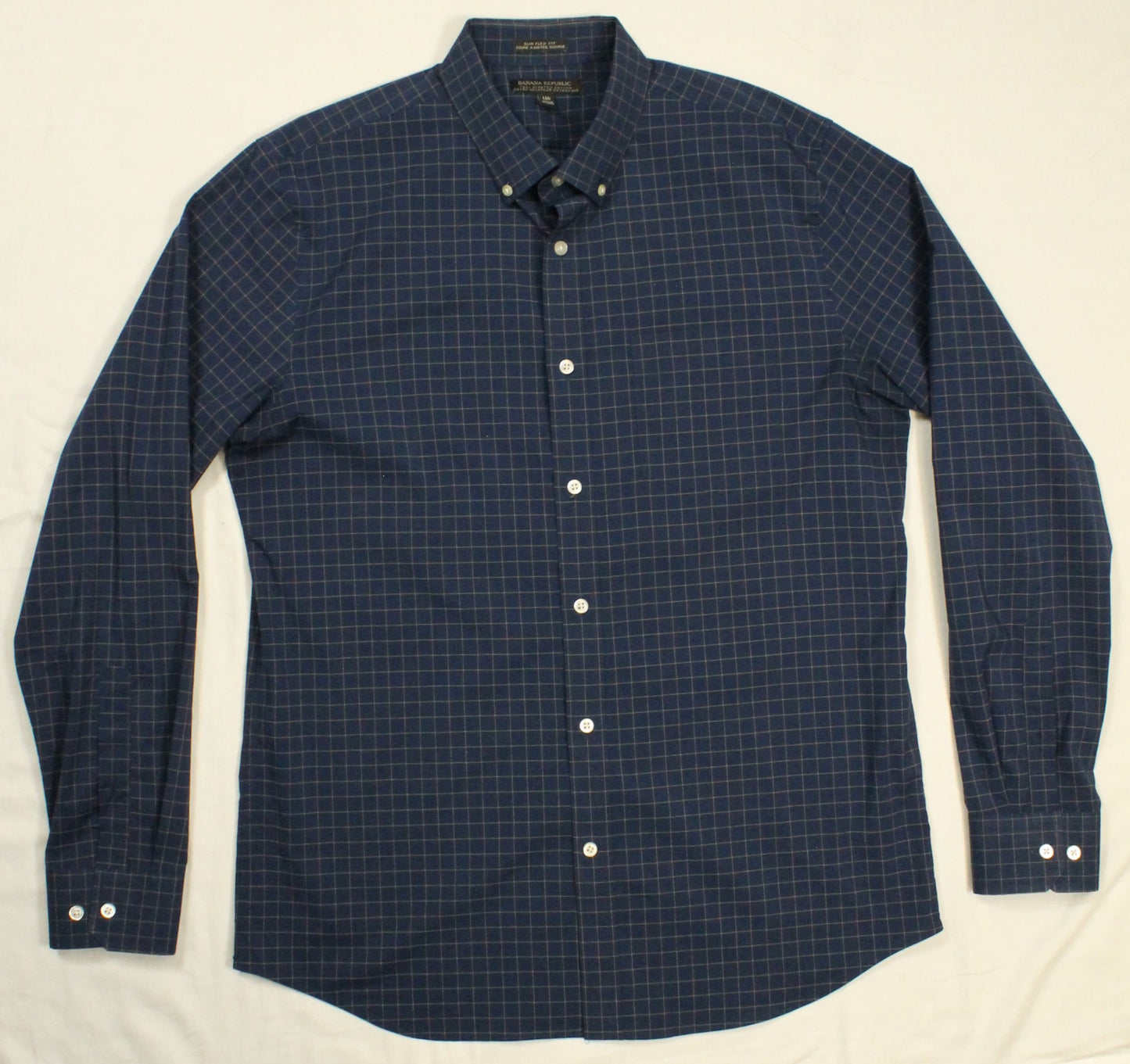 Banana Republic Blue Purple Square Button-Down Men's Medium