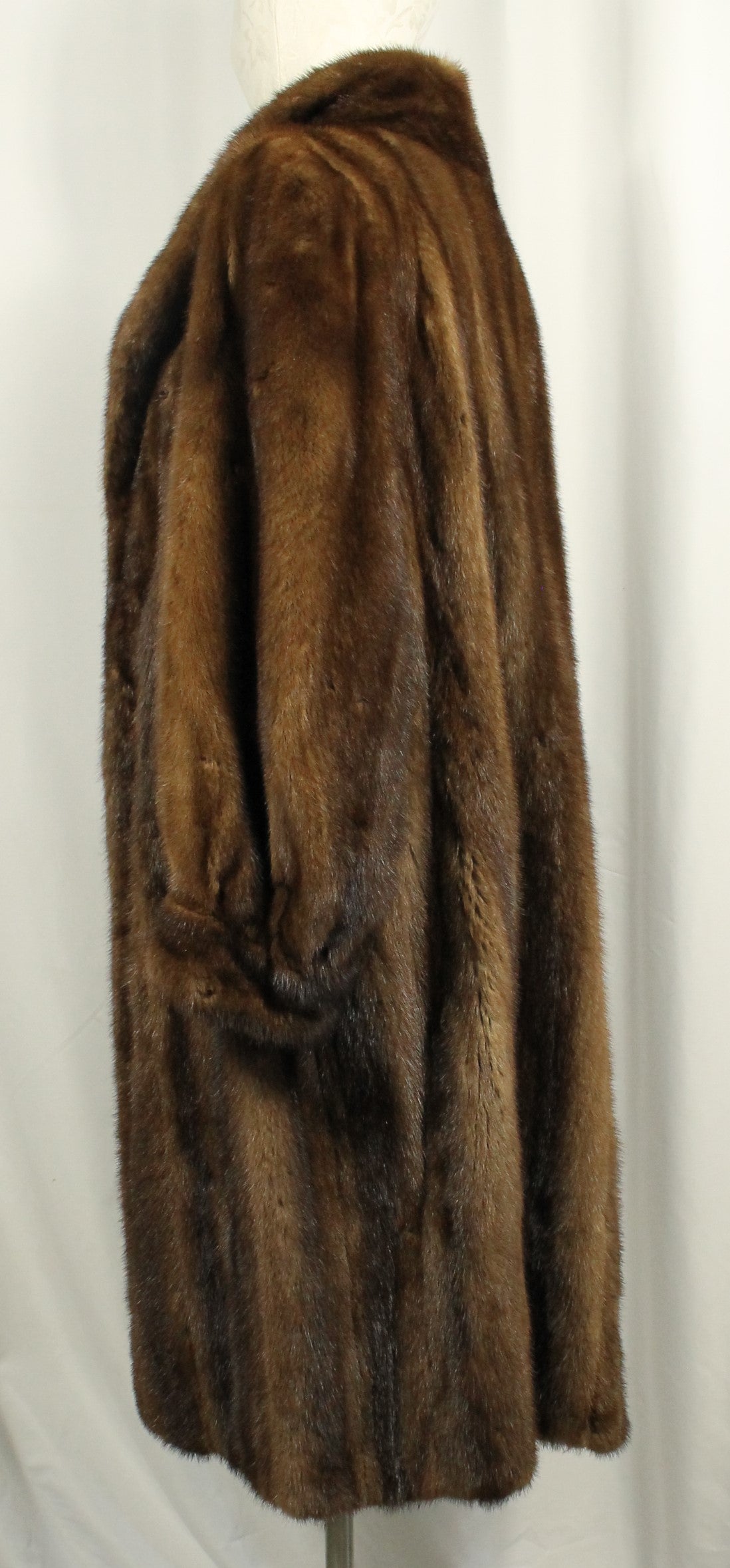 Elegant Vintage Mink Fur Coat with Shawl Collar, Monogrammed Lining Size XXL