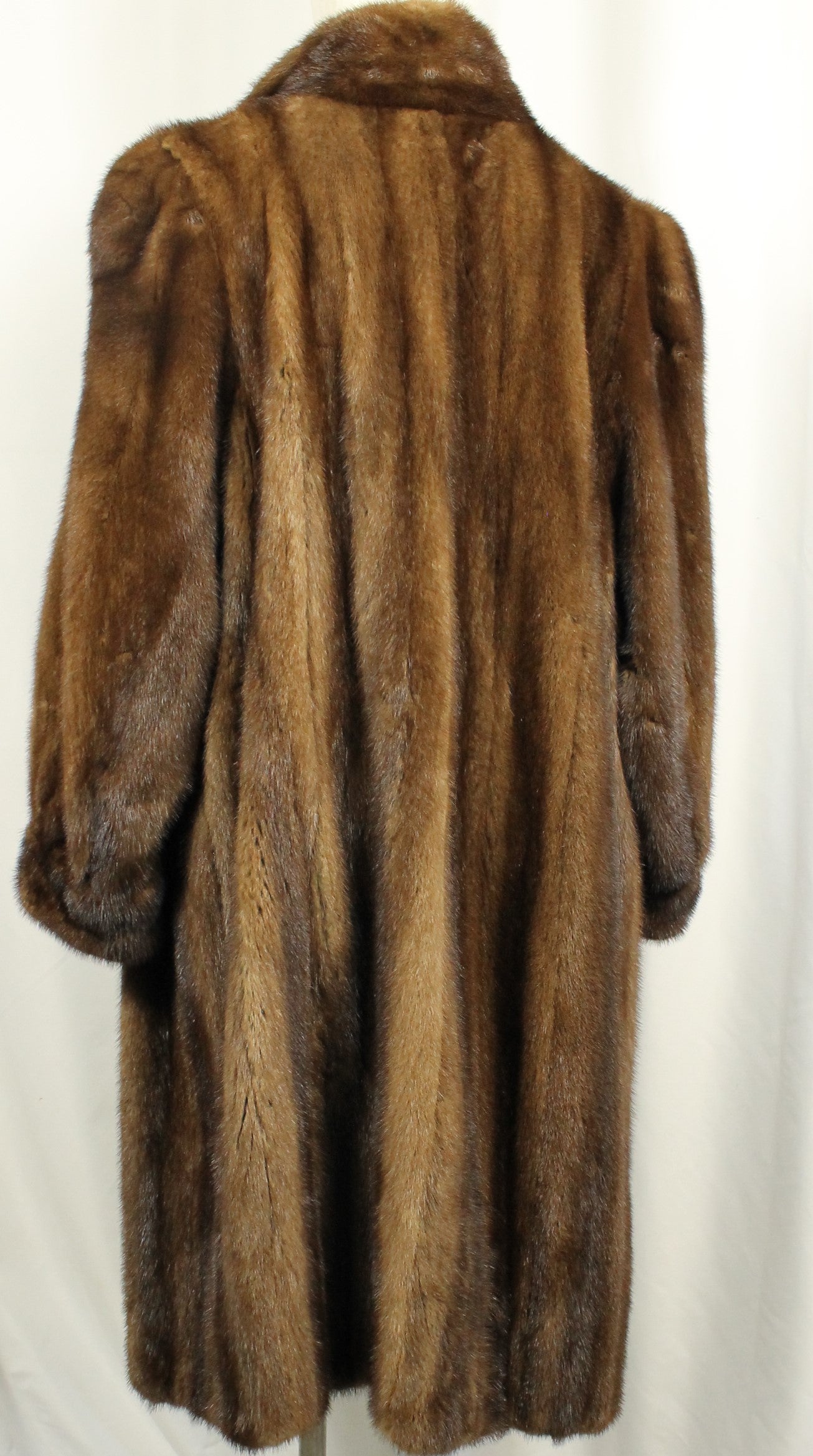 Elegant Vintage Mink Fur Coat with Shawl Collar, Monogrammed Lining Size XXL