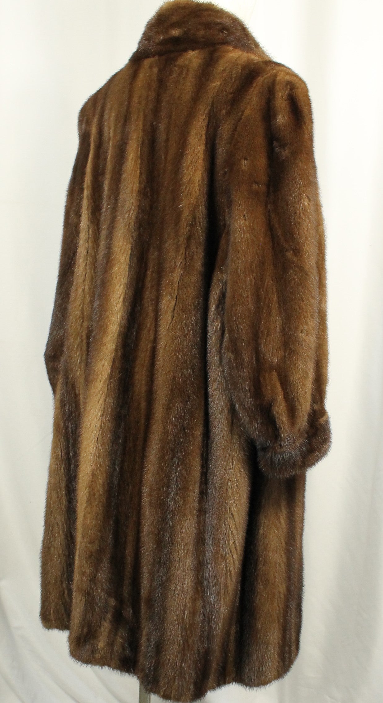 Elegant Vintage Mink Fur Coat with Shawl Collar, Monogrammed Lining Size XXL