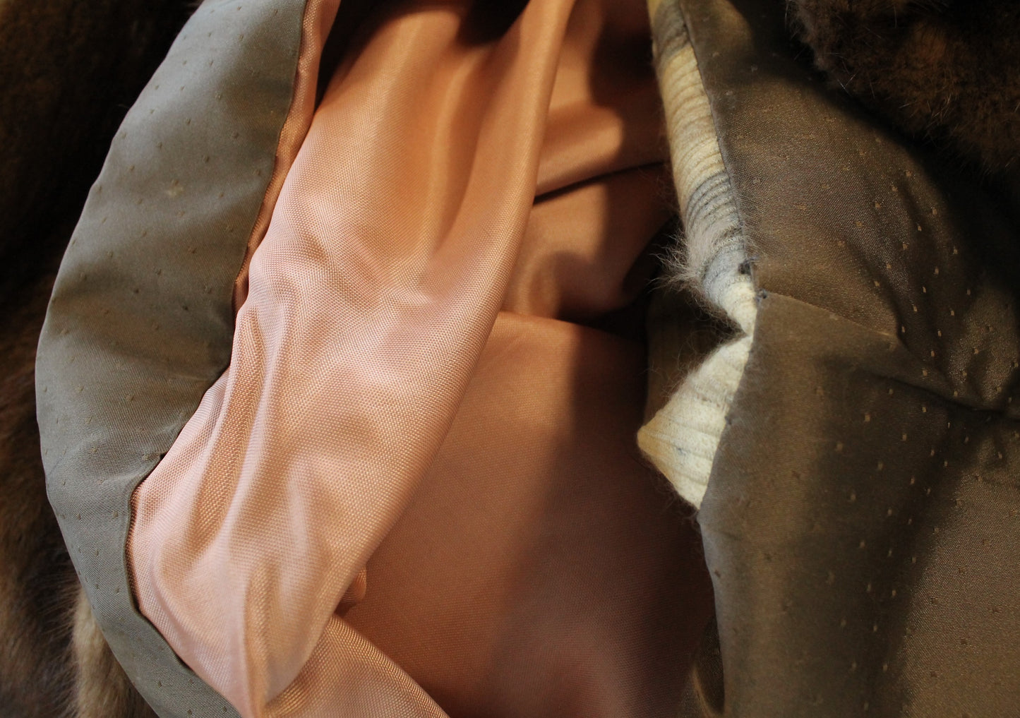 Elegant Vintage Mink Fur Coat with Shawl Collar, Monogrammed Lining Size XXL