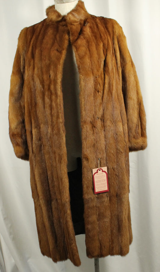 Luxurious Vintage Barringtons Russet Mink Fur Coat - Full Length, Elegant Style SIZE M