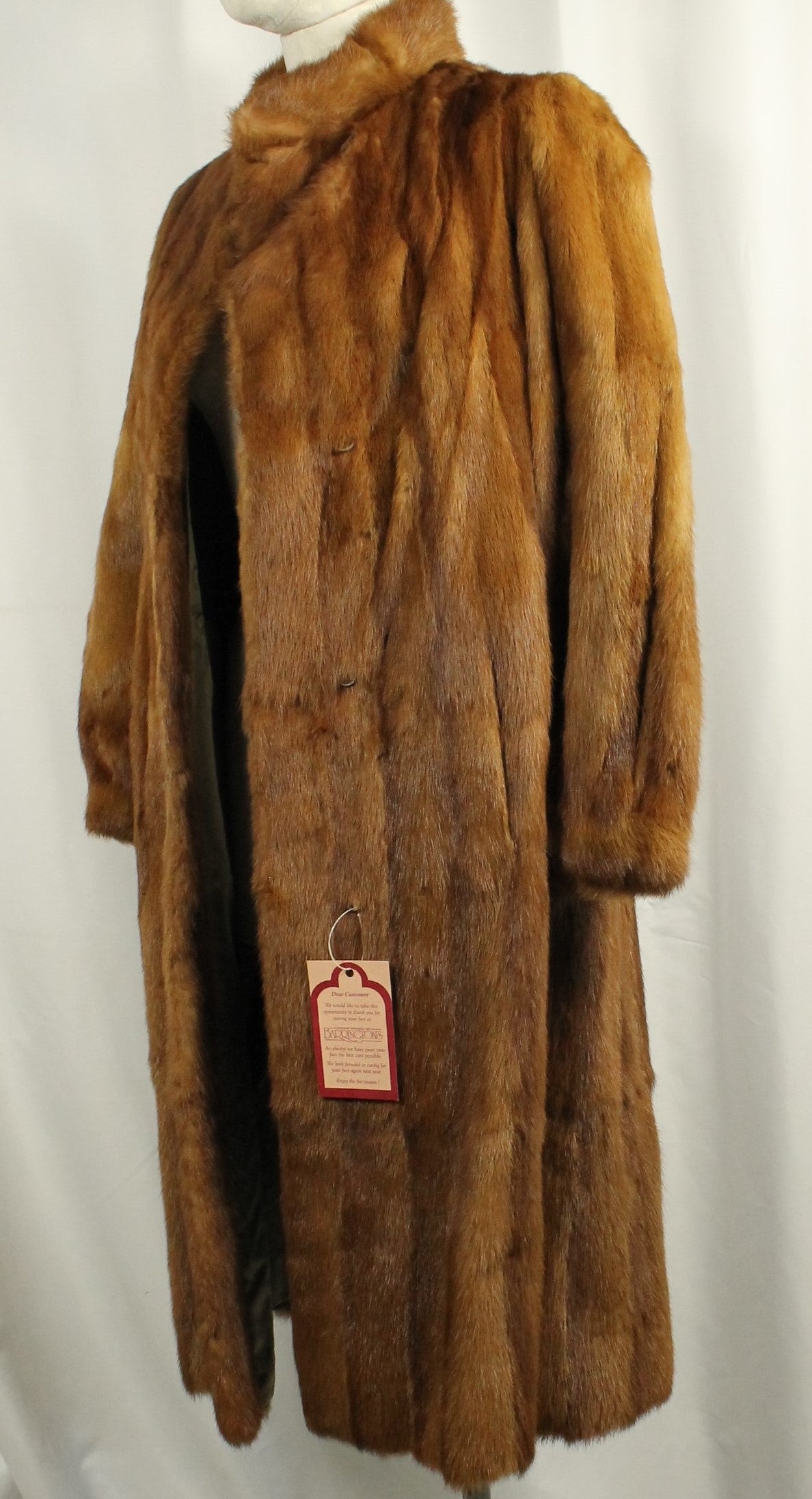 Luxurious Vintage Barringtons Russet Mink Fur Coat - Full Length, Elegant Style SIZE M