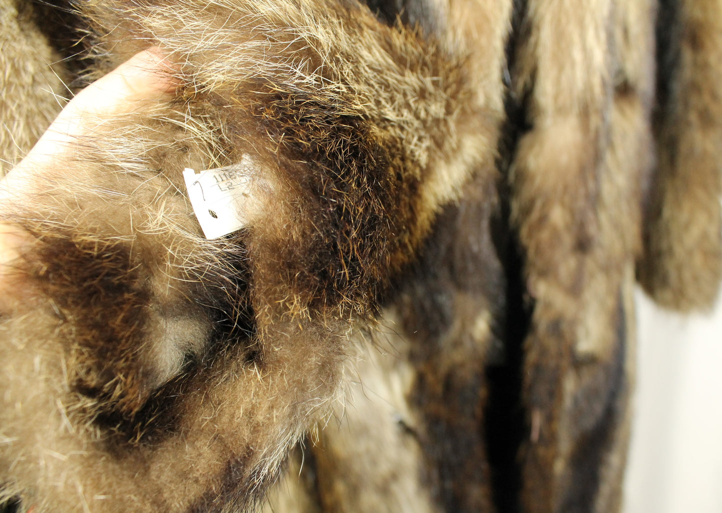 Dramatic Vintage Long-Haired Striped Fur Coat Size XXL - Full Length with Wide Collar - Made in Canada
