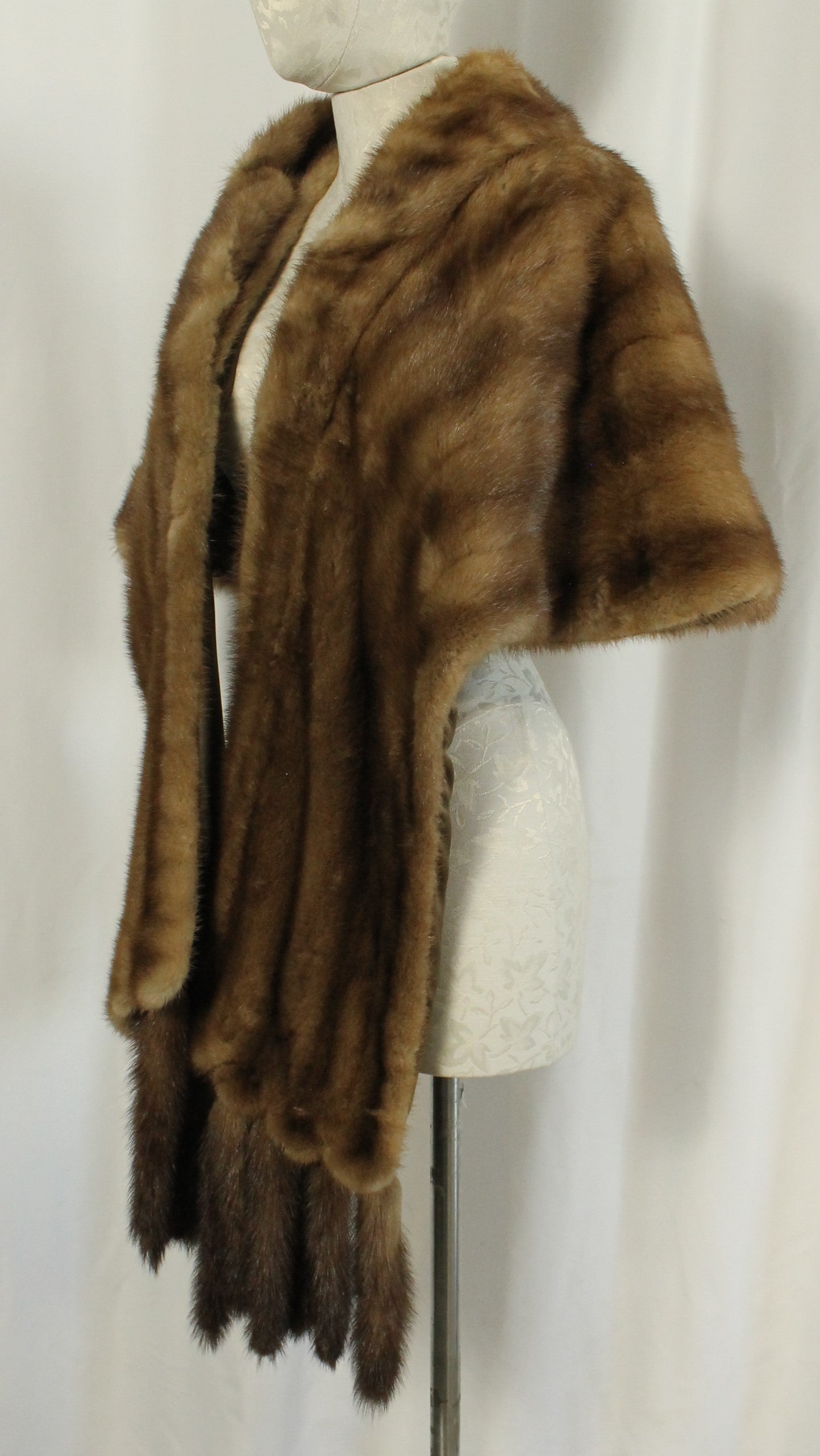 Vintage Mink Fur Stole/Wrap - Rich Brown Color with Full Fur Tails