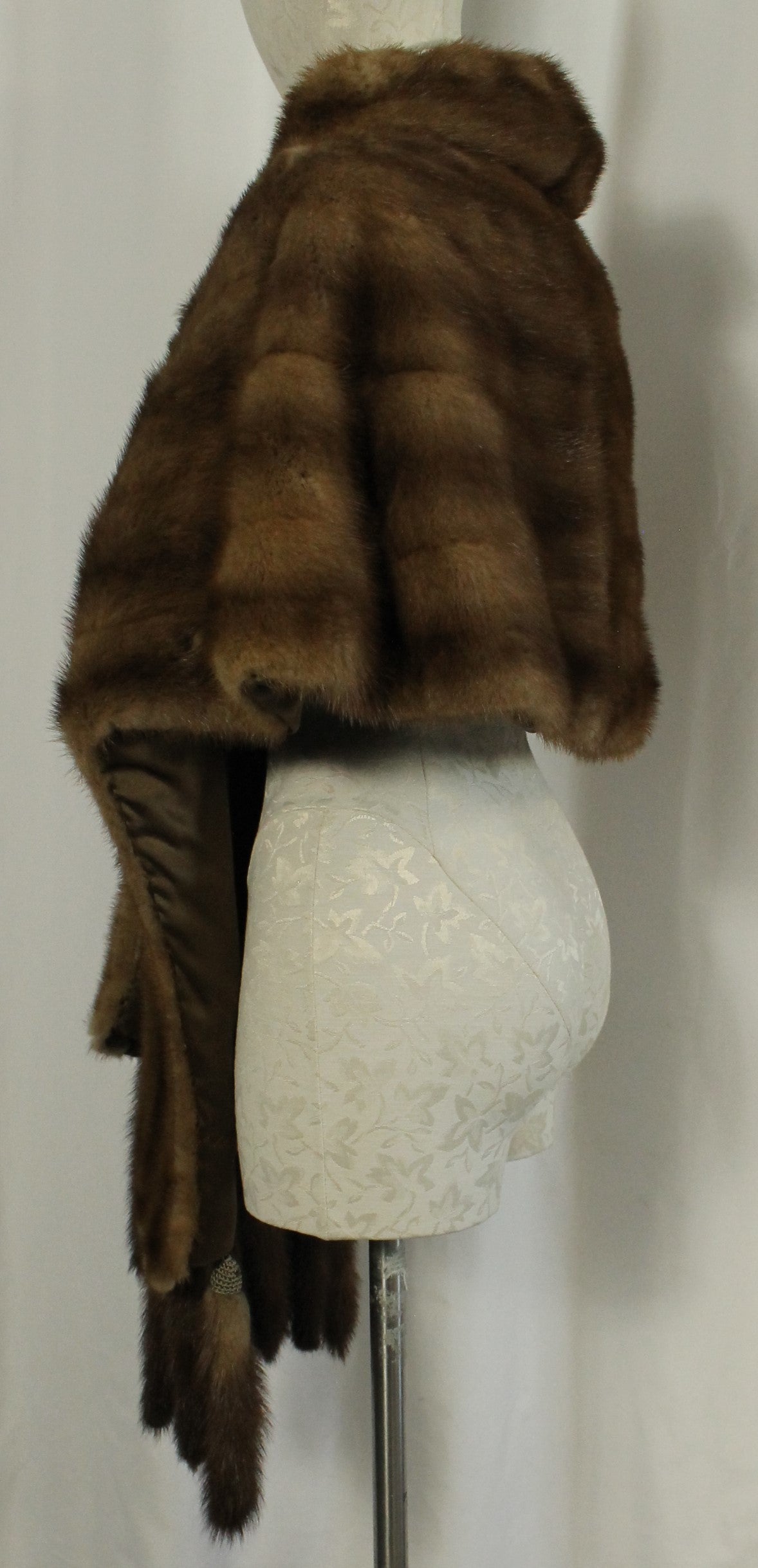 Vintage Mink Fur Stole/Wrap - Rich Brown Color with Full Fur Tails