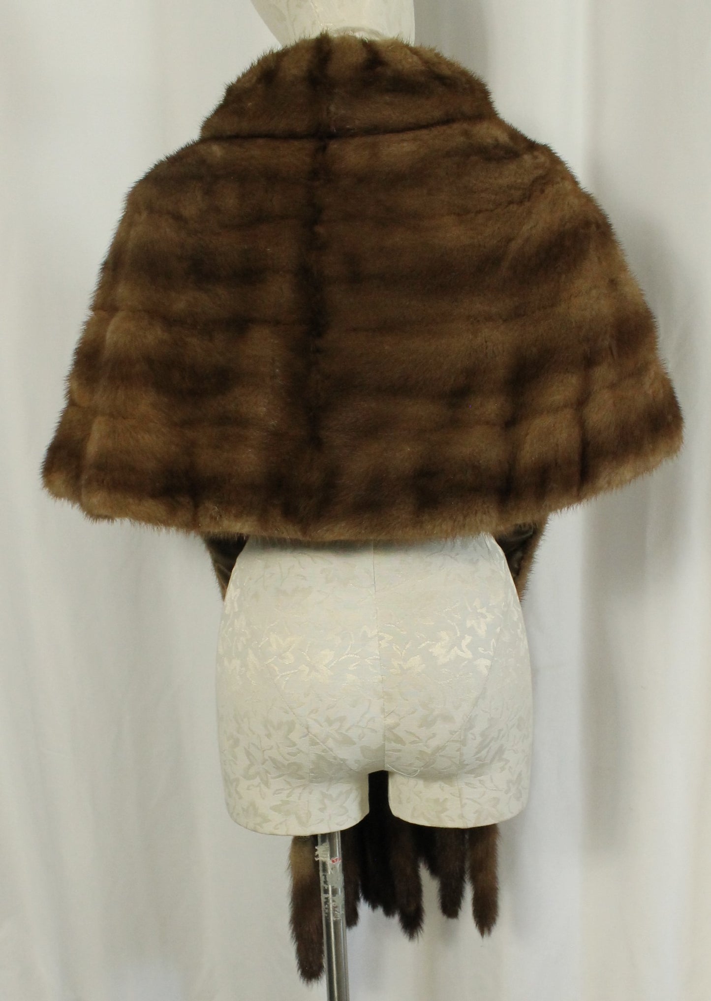 Vintage Mink Fur Stole/Wrap - Rich Brown Color with Full Fur Tails