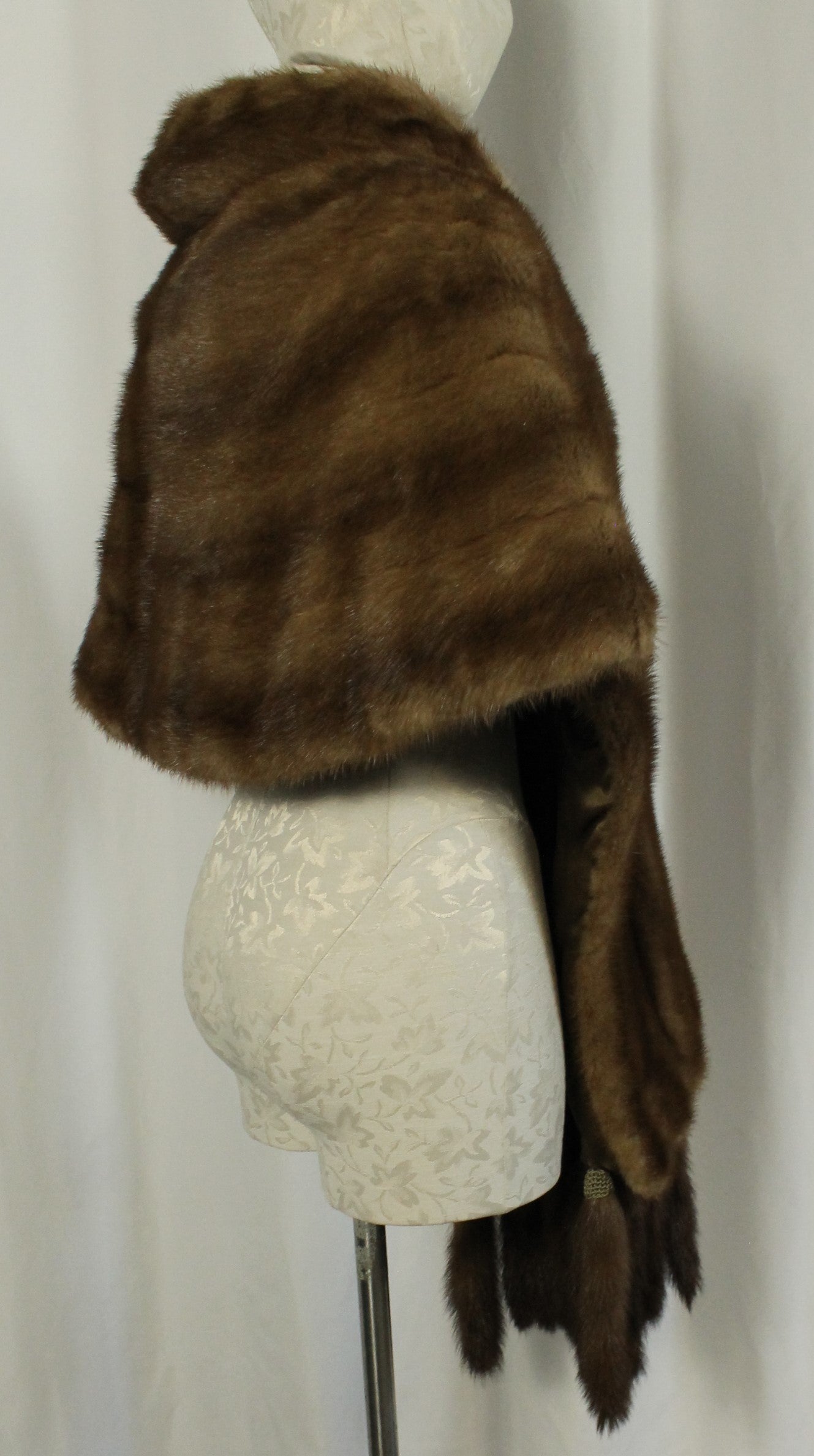 Vintage Mink Fur Stole/Wrap - Rich Brown Color with Full Fur Tails