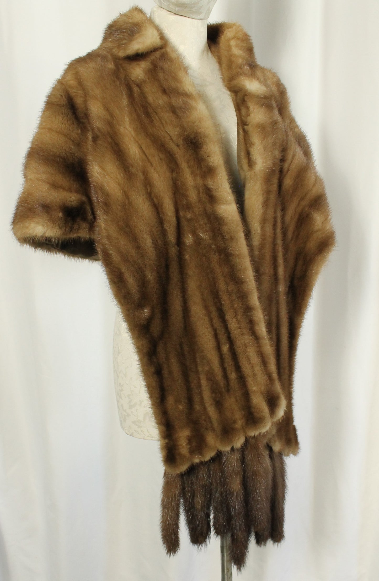 Vintage Mink Fur Stole/Wrap - Rich Brown Color with Full Fur Tails