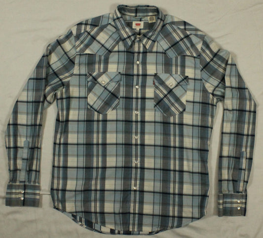 Levi's Blue Plaid Button-Down Shirt Men's Large
