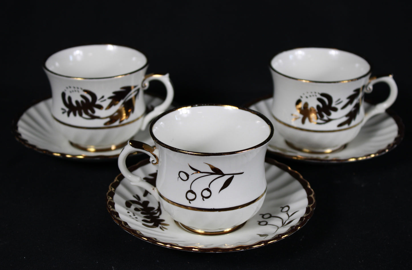 Old Foley James Kent Staffordshire Tea Set with Gold Gilt Floral Detail