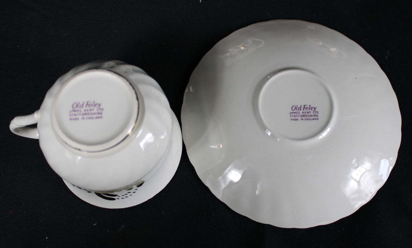 Old Foley James Kent Staffordshire Tea Set with Gold Gilt Floral Detail