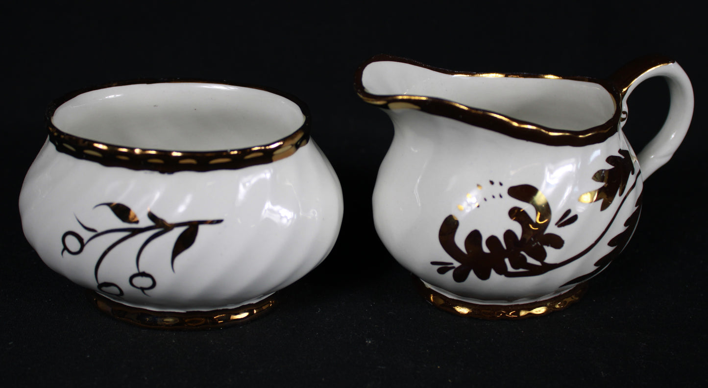 Old Foley James Kent Staffordshire Tea Set with Gold Gilt Floral Detail