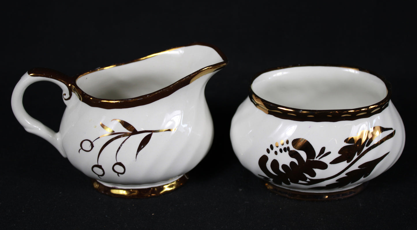 Old Foley James Kent Staffordshire Tea Set with Gold Gilt Floral Detail