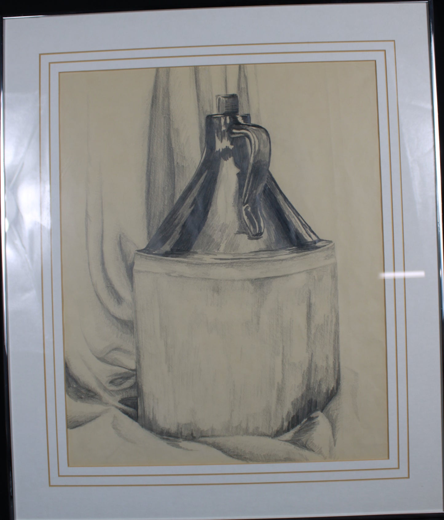 Original Pencil Still Life Drawing by J. Blake Hughes – "Stone Jug"