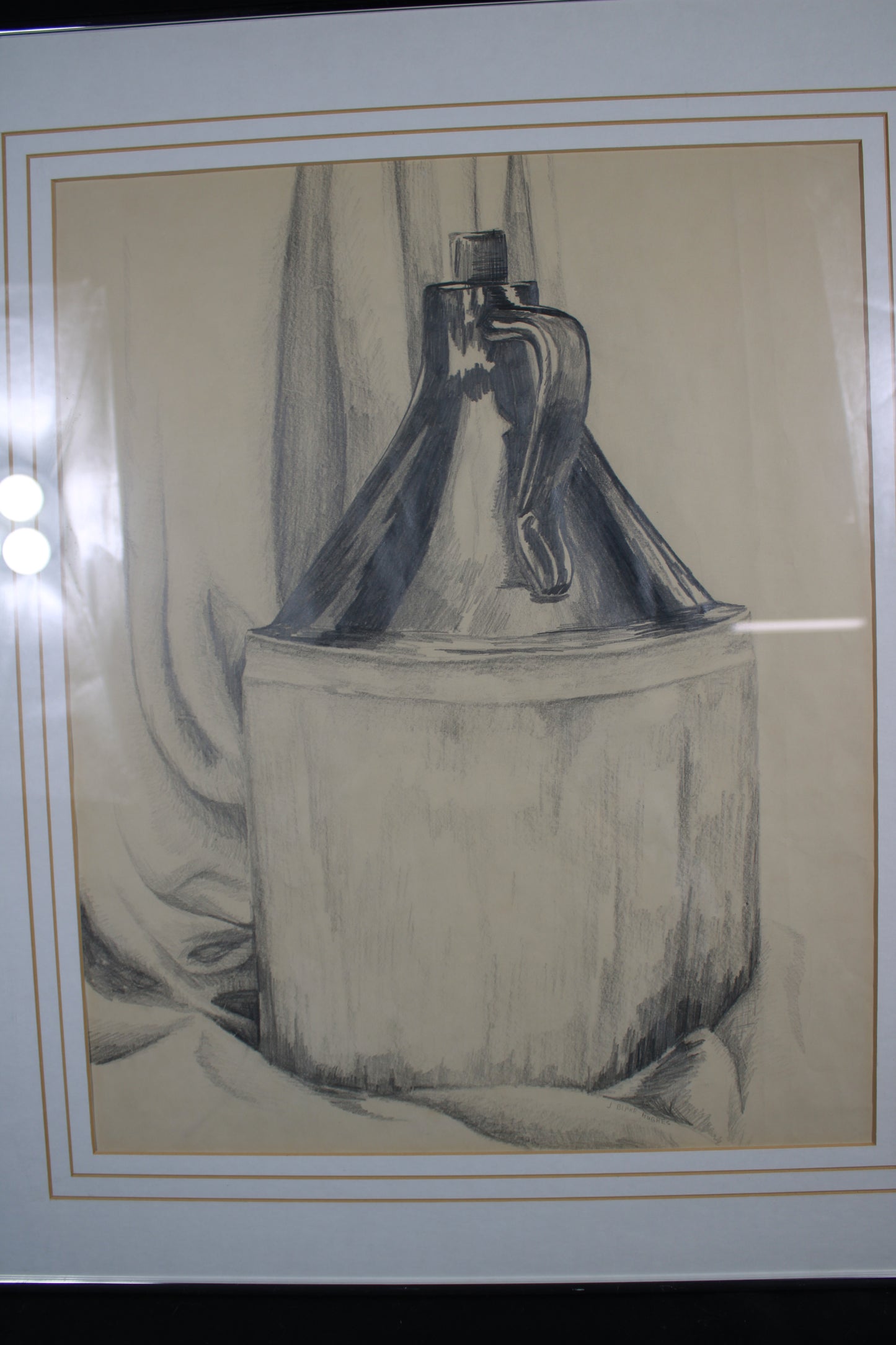 Original Pencil Still Life Drawing by J. Blake Hughes – "Stone Jug"