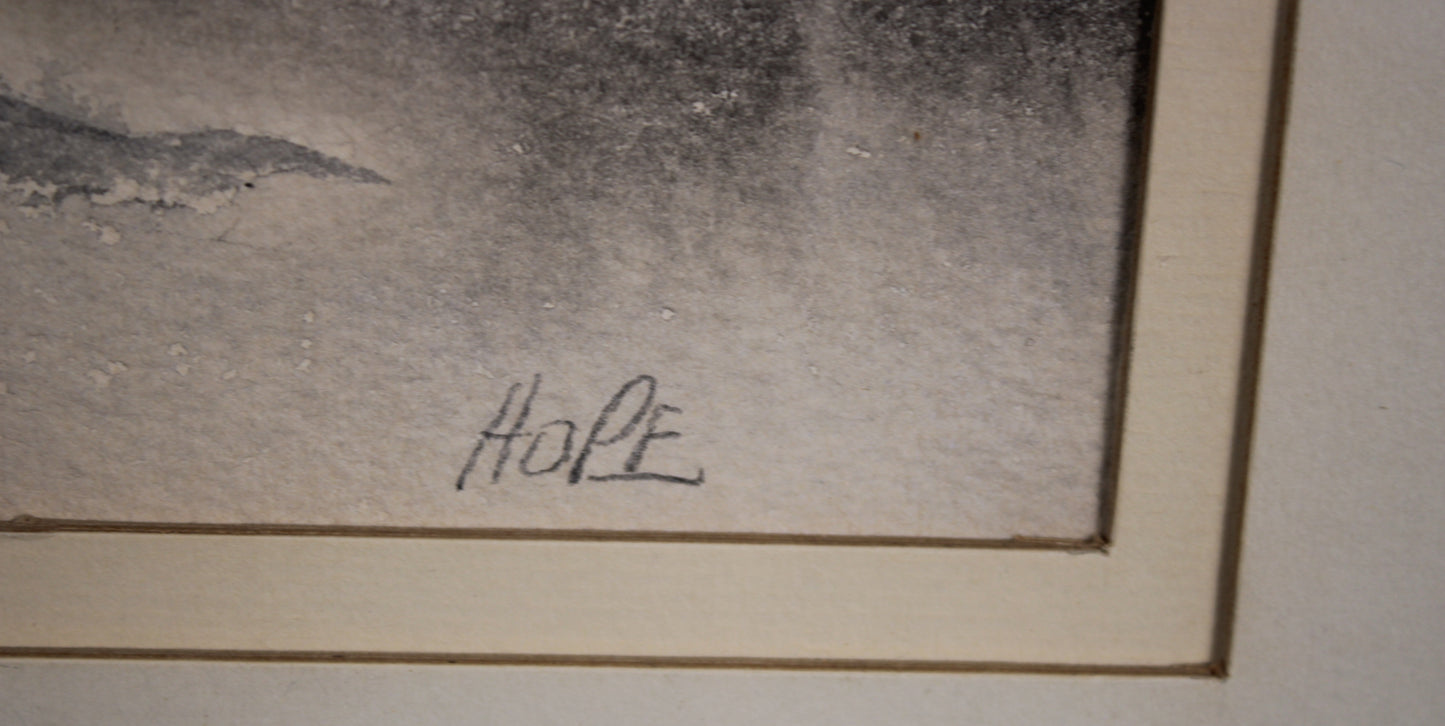 Vintage Signed Hope Winter Birch Forest Watercolor Painting