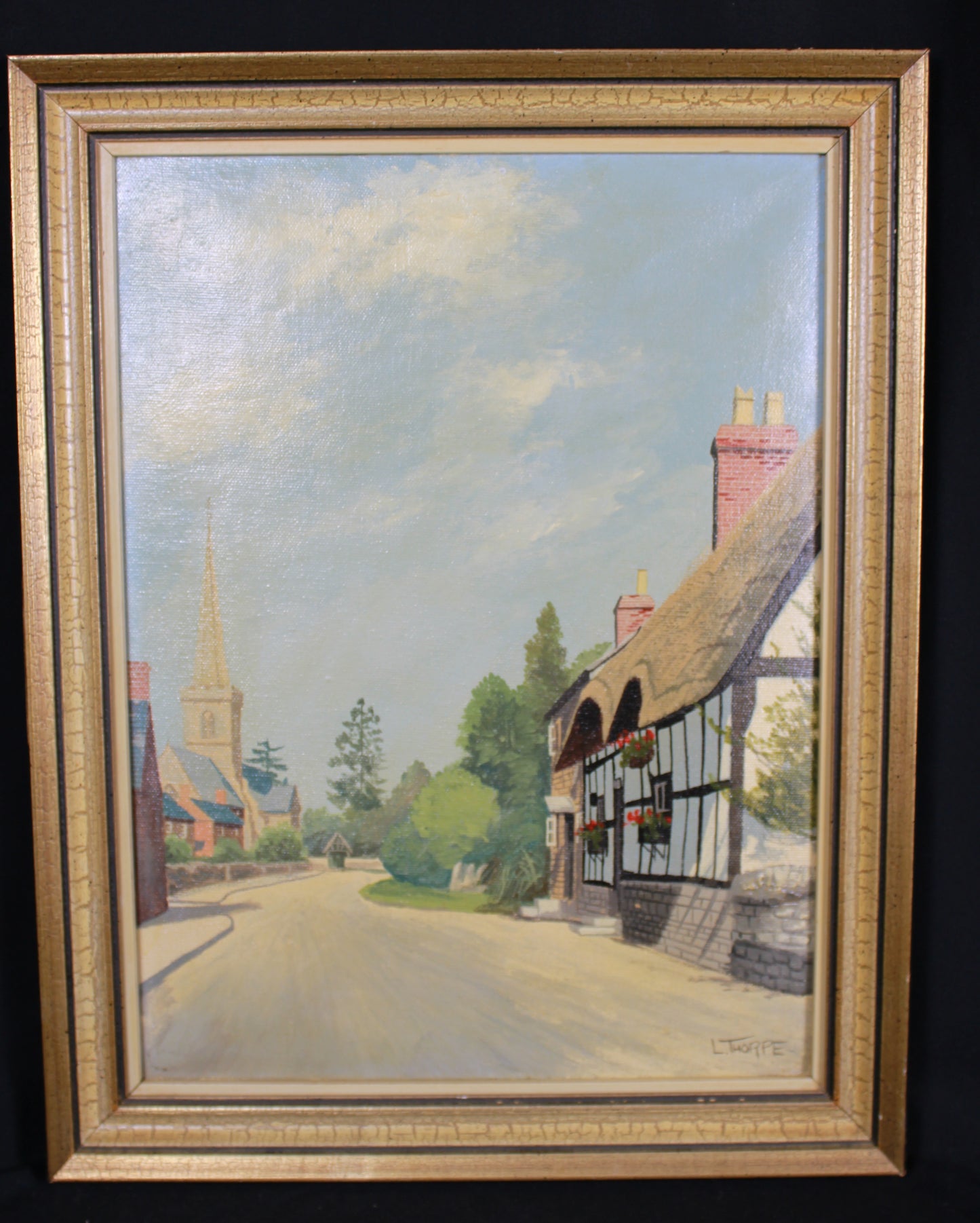 Original L. Thorpe Oil Painting - Bredon Village Worcestershire Landscape