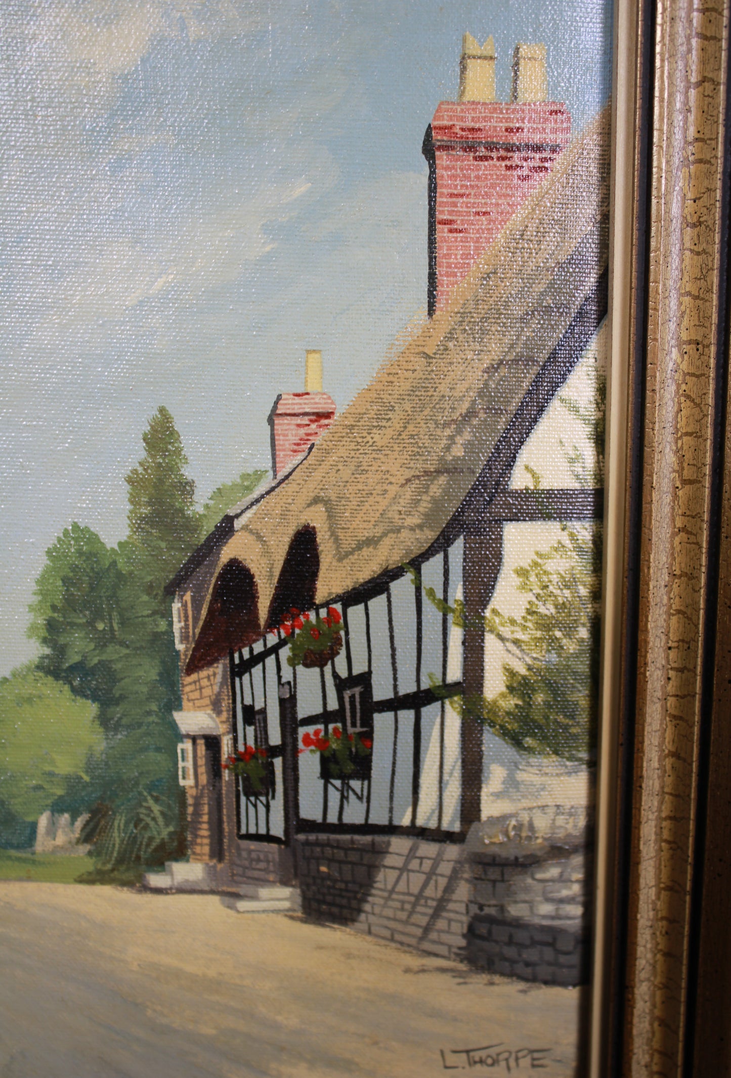 Original L. Thorpe Oil Painting - Bredon Village Worcestershire Landscape