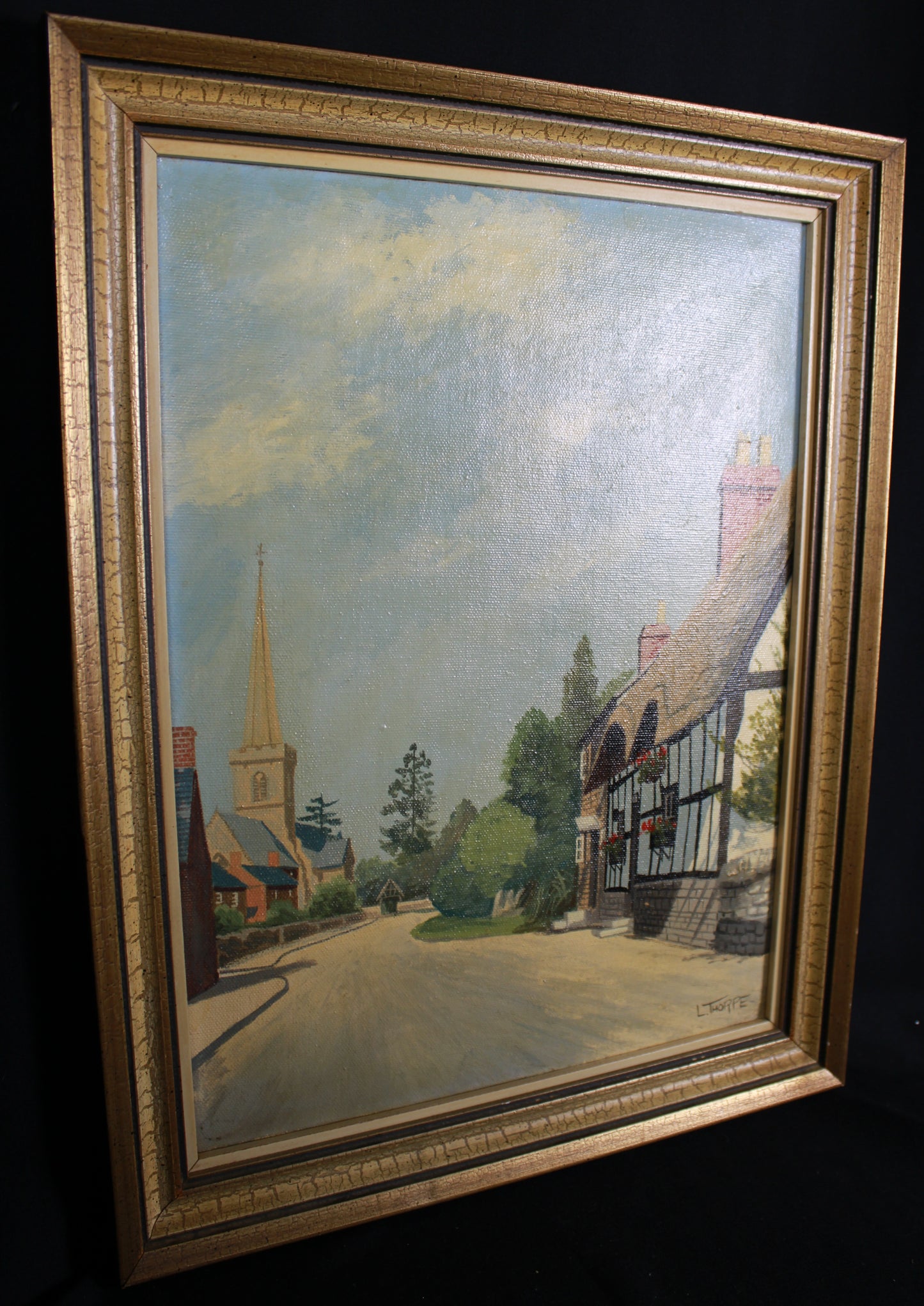 Original L. Thorpe Oil Painting - Bredon Village Worcestershire Landscape